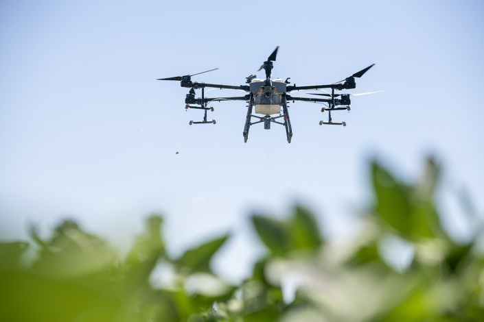 Drone over field