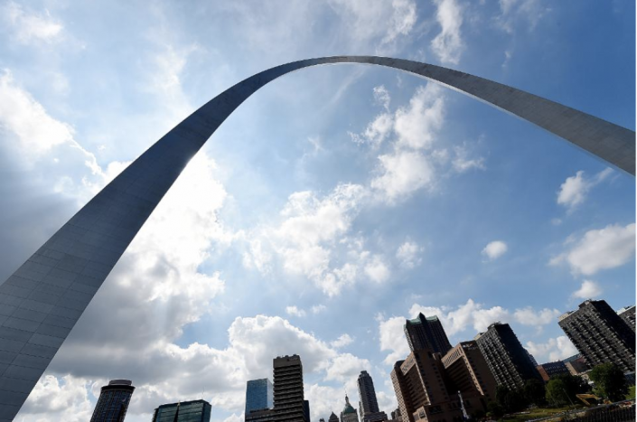 Artistic photo of the Arch and Downtown St. Louis by Getty Images